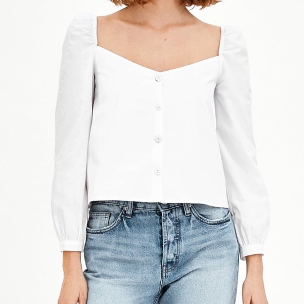 NWT zara tru white top button front